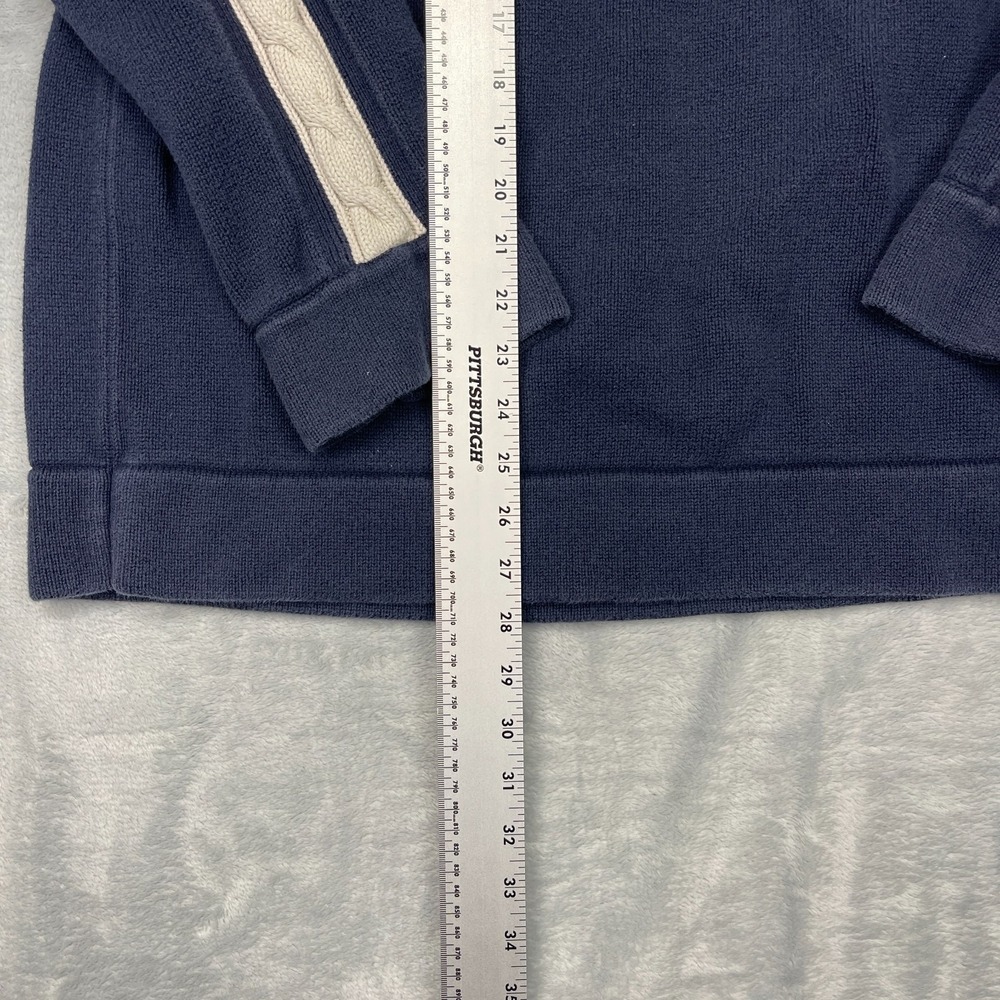 Tommy Jeans Sweater Mens 2XL Navy‎ Cable Knit Stripe Sleeve Crew Neck Pullover - Picture 3 of 6
